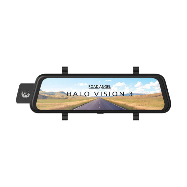 Road Angel Halo Vision 3 4K – 2160p & 1080p Front & Rear Anti-Glare Mirror Dash Cam with 10" LCD Touchscreen