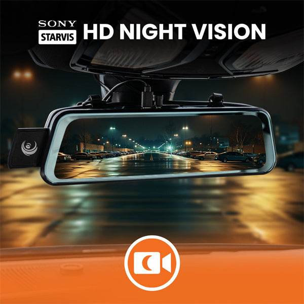 Road Angel Halo Vision 3 4K – 2160p & 1080p Front & Rear Anti-Glare Mirror Dash Cam with 10" LCD Touchscreen
